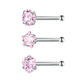 ZS 22g CZ Crystal Nose Studs Sets 12PCS/3PCS Nose Rings Studs Set Stainless Steel Nose Piercing Screws Fashion Nose Septum Rings - Charlie Dolly