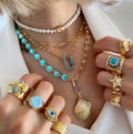 Turquoises Man Women Vintage Glamour Embellishment Necklace Multi-color Irregular Shell Beaded Collar Fashion Avant-garde - Charlie Dolly