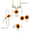 Fashion Creative Sunflower Sun Flower Rose Gold, Gold-Color, Silver-Color Necklace,4 Sets Of Accessories,Trendy Daisy Jewelry - Charlie Dolly