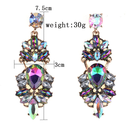 Crystal Water Drop Long Statement Earrings Jewelry