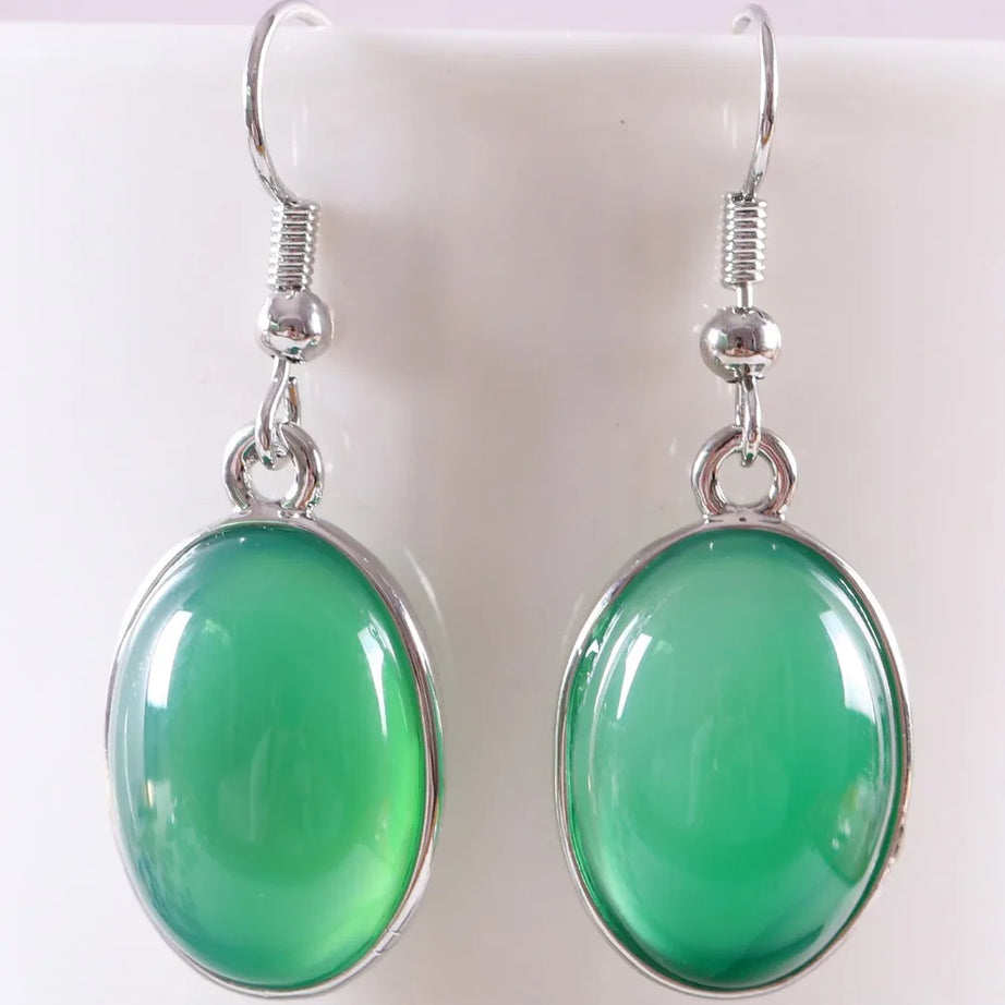 White Opal Lapis Cabochon Drop Earrings Jewelry