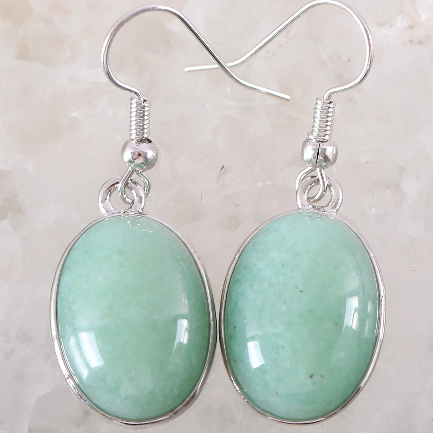 White Opal Lapis Cabochon Drop Earrings Jewelry