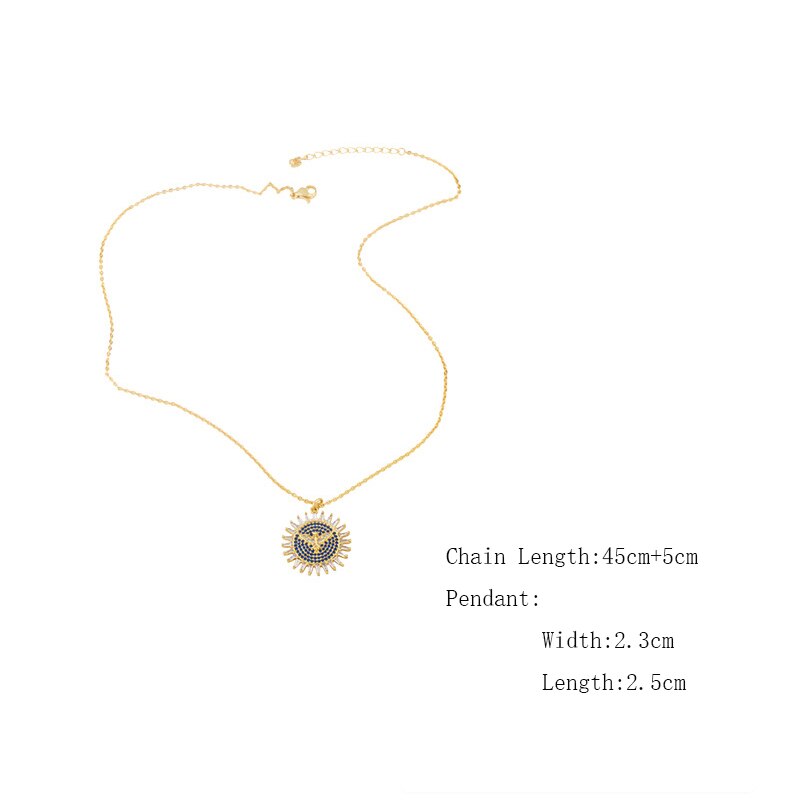 Sunflower and Angel Wings Crystal Zircon Pendant Necklace Copper Metal Charming Jewelry For Lady Couple Girls Gifts - Charlie Dolly