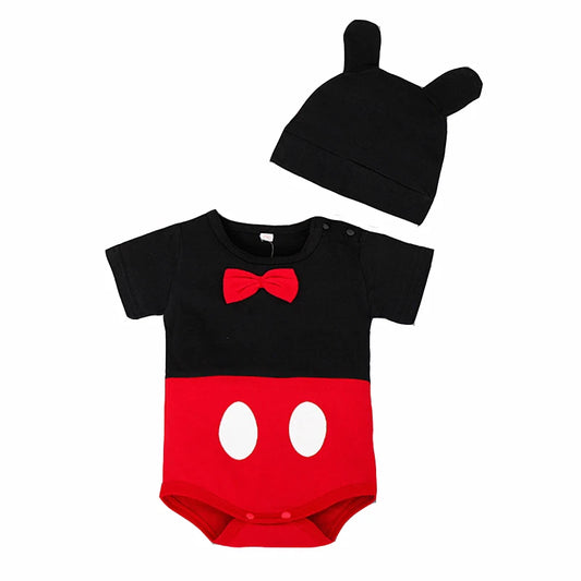 2024 Newborn Baby Dress Romper Princess Minnie Mickey Set For Infant Boys Girls Summer Clothing Suit Children Jumpsuit