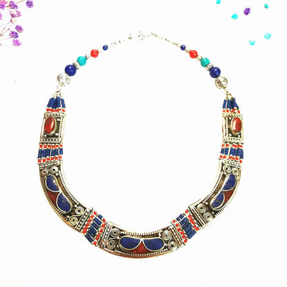 Master Design Nepal Handmade Vintage Multi Statements Necklace Copper Inlaid Necklaces Real Tibetan Jewelry