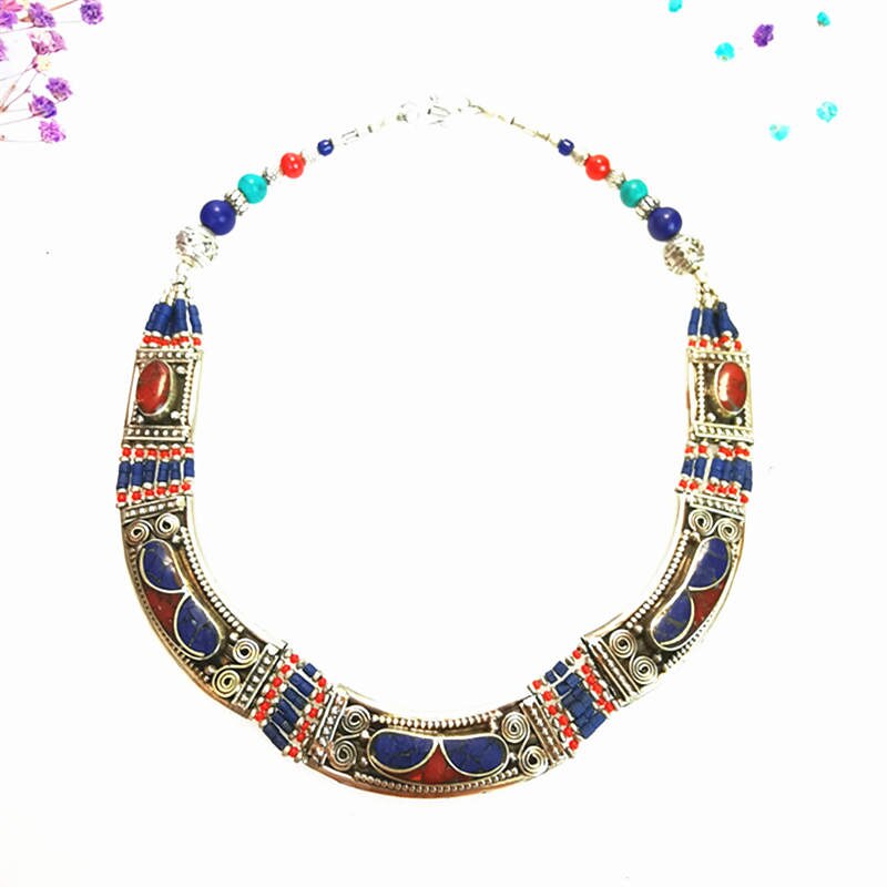 Master Design Nepal Handmade Vintage Multi Statements Necklace Copper Inlaid Necklaces Real Tibetan Jewelry - Charlie Dolly