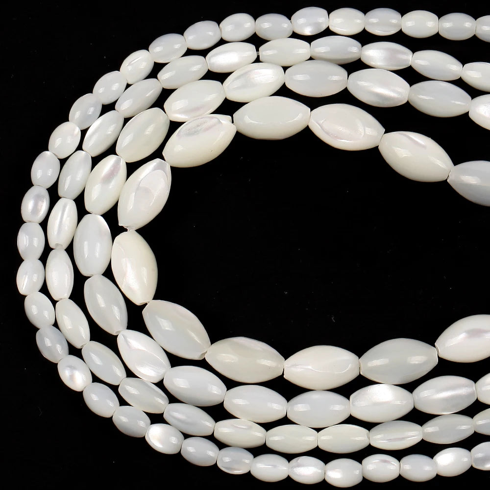 White Oval Natural Sea Shell Beads Mother Of Pearl Shell Loose Beads For Jewelry Making Diy Necklace Bracelet Accessories
