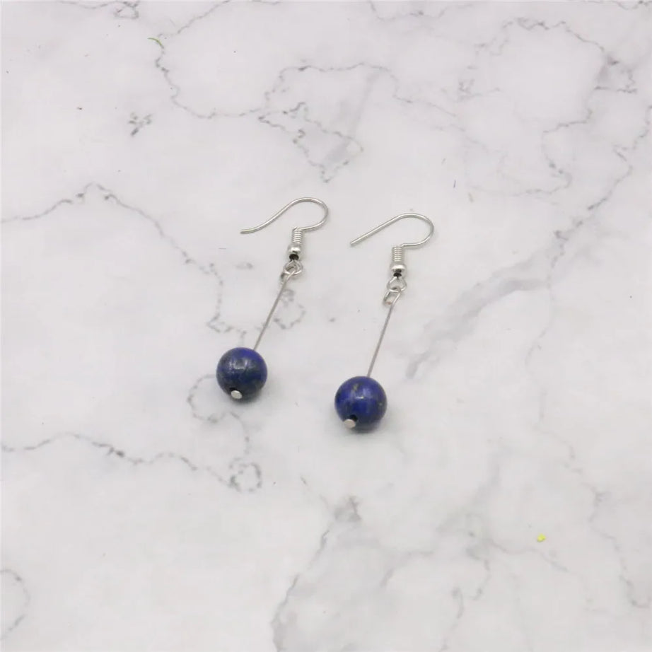 Jewelry set 8mm Egyptian Lapis Lazuli Round Beads necklace bracelet earrings Natural Stone Christmas gifts BV110 Wholesale Price - Charlie Dolly
