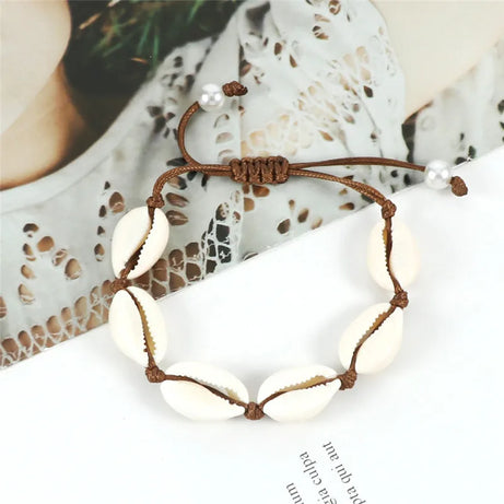 Vintage Cowrie Shell Rope Boho Bracelet