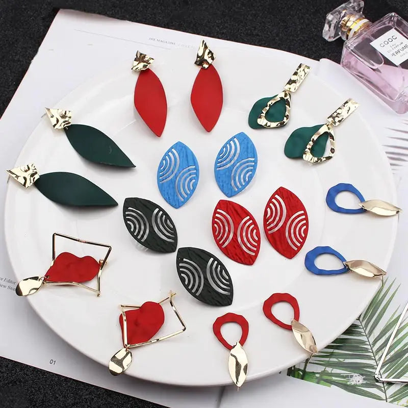 Red Earrings for Women Vintage Big Statement Long Dangle Earrings Wedding Bridal Boho Trendy Earrings Fashion Jewelry 2019