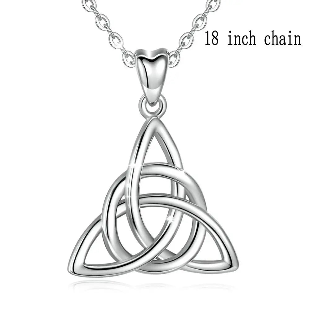 Eudora Real 925 Sterling Silver Triangle Celtics Knot Pendant Neckalce Women Fashion Sliver Jewelry for Birthday Gift Box CYD138