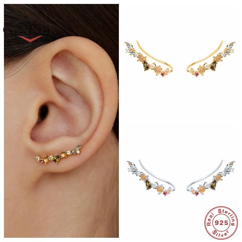 CANNER INS Style Fresh Sweet 925 Sterling Silver Stud Earrings For Women 18K Gold Plated Piercing Earring Jewelry Pendientes - Charlie Dolly