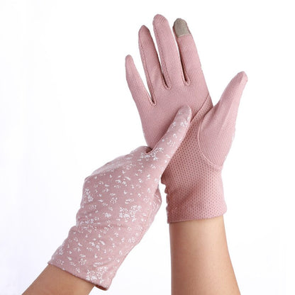 Women Sunscreen Stretch Gloves Summer Spring Lady Touch Screen Anti Uv Slip Resistant Driving Glove Breathable Guantes Pink
