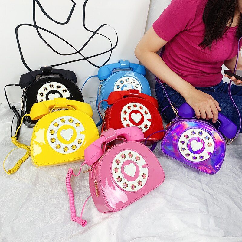 Telephone Shape Purses and Handbags for Women Fashion Pink Shoulder Bag Novel Designer Brand Crossbody Bag Top-Handle Totes 2021 - Charlie Dolly