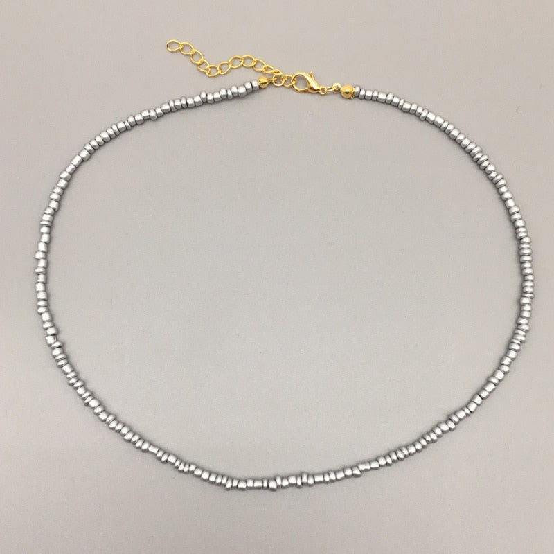 Simple Seed Beads Strand Necklace Women String Beaded Short women Necklace Jewelry 16 inches Chokers Necklace Gift - Charlie Dolly