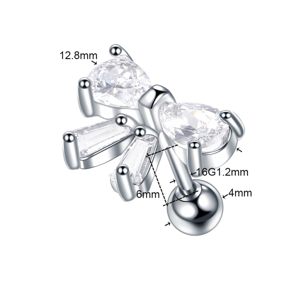 1PC Steel CZ Cartilage Stud Helix Earring Piercings Crystal Rook Tragus Conch Earring Stud Piercings Sexy Women Jewelry 16G - Charlie Dolly