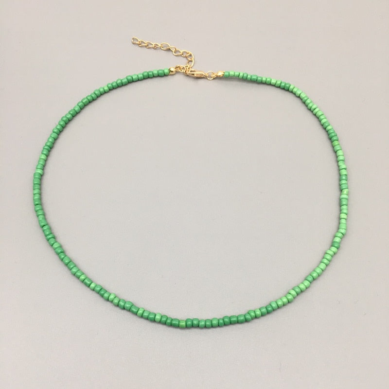 Simple Seed Beads Strand Necklace Women String Beaded Short women Necklace Jewelry 16 inches Chokers Necklace Gift - Charlie Dolly