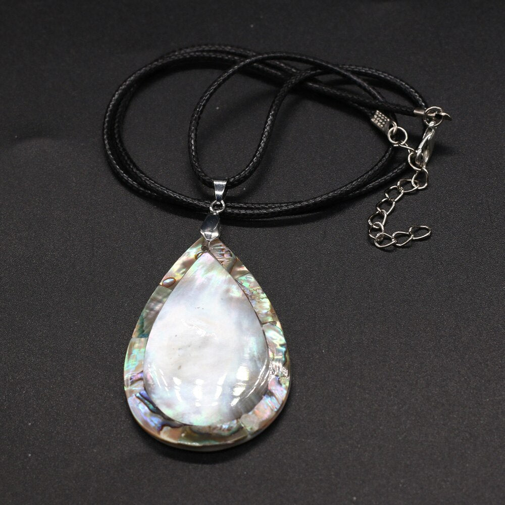 Natural Shell Necklace With Drop-Shaped Pendant Leather Cord 2MM Charms For Elegant Women Love Romantic Gift - Charlie Dolly