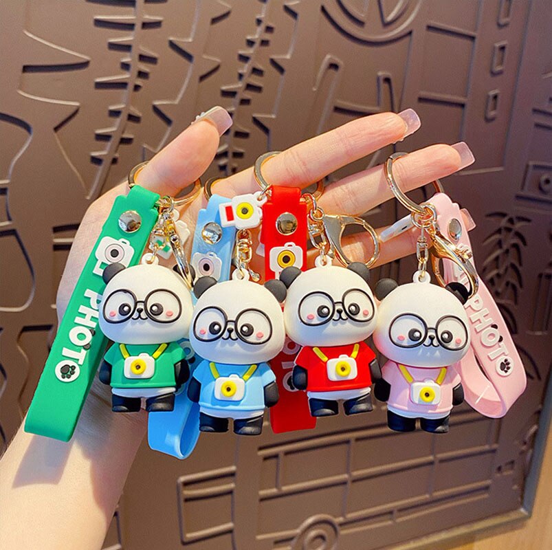 Cartoon Cute Panda Keychain Adorable Animal Keyring Men and Women Kids Bag Pendant Car Key Chain Key Ring Gift for Children