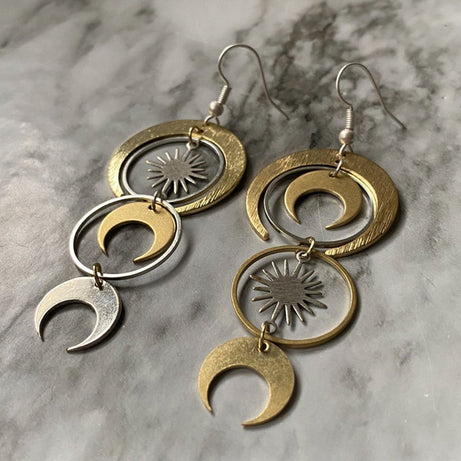 Crescent Moon Phase Drop Earrings