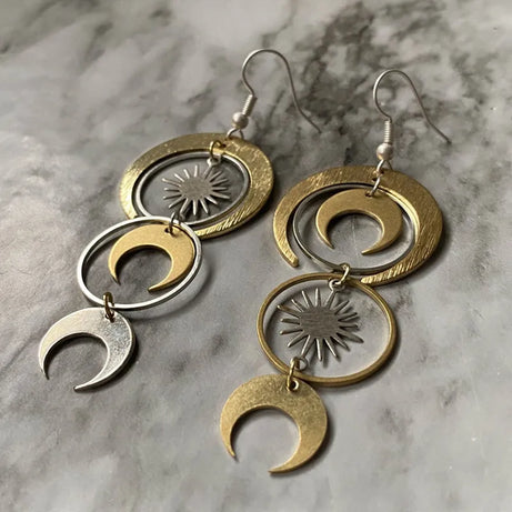 Crescent Moon Phase Drop Earrings