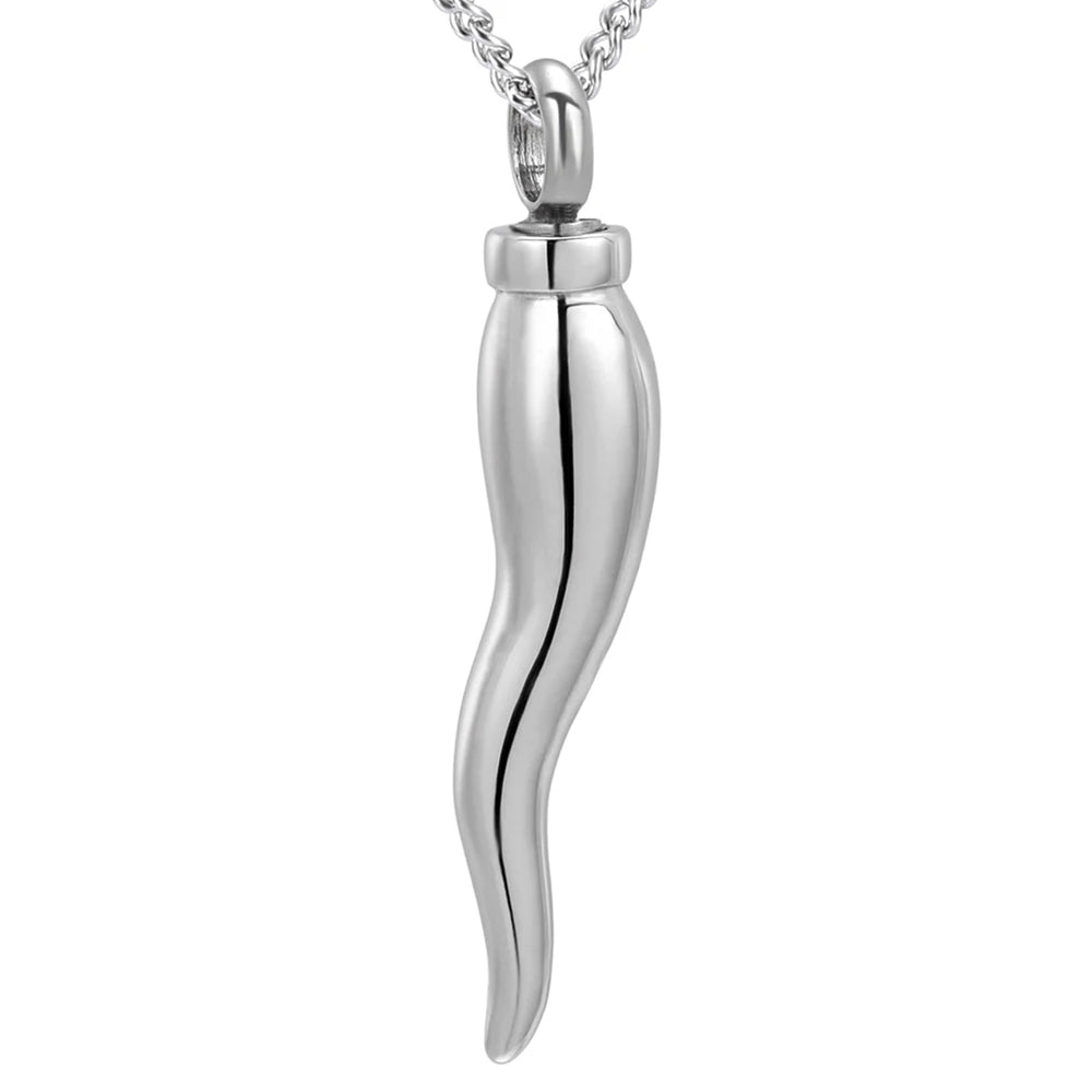 Italian Horn Cremation Urn Pendant Necklace for Ashes Memorial Jewelry for Women Men - Charlie Dolly