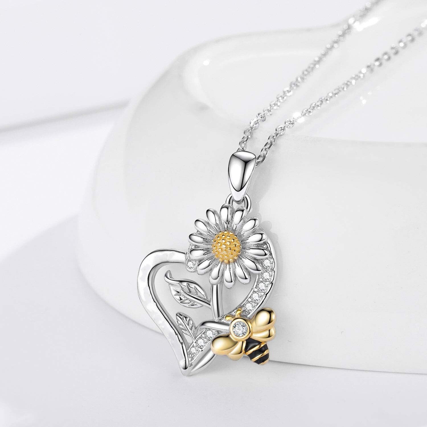 Rose Valley Sunflower Pendant Necklace for Women Bee Pendants Fashion Jewelry Girls Gifts YN057 - Charlie Dolly
