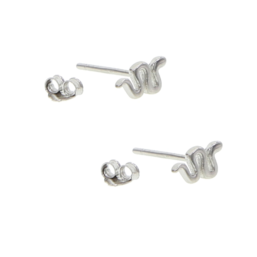 Delicate 925 Sterling Silver Minimalist Small Tiny Animal Snake Stud Earring Girl Second Hole Multi Piercing Cute Lovely Jewelry