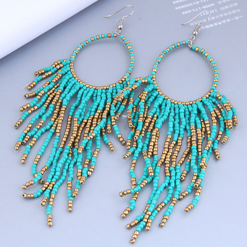 Kymyad Earrings 2022 Trend New Long Dangle Earrings Vintage Earings Fashion Jewelry Female Earrings Tassel Beads Chains Earring - Charlie Dolly