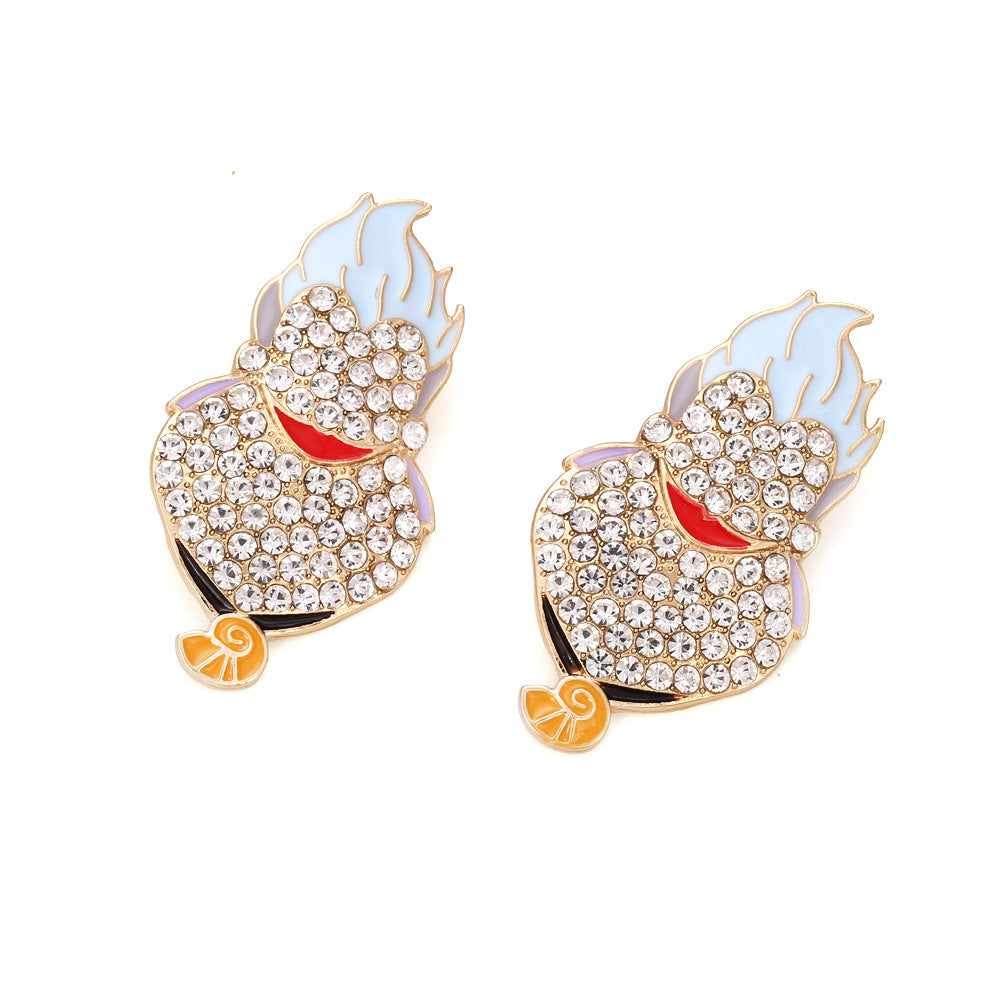 Exaggerated Rhinestone Characters Earrings for Woman 2023 Halloween Earrings Jewelry Party Casual - Charlie Dolly