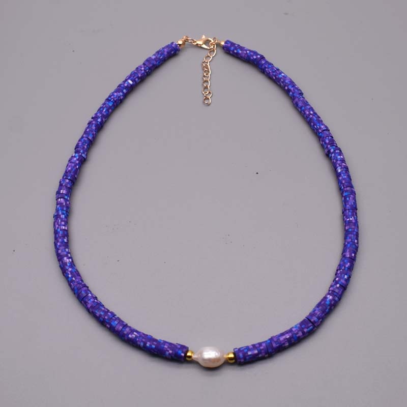 New Colour Boho Natural Fresh Water Pearl Necklace Color Soft Polymer Clay Beads Choker Necklace Beach Femme Jewelry Gift - Charlie Dolly
