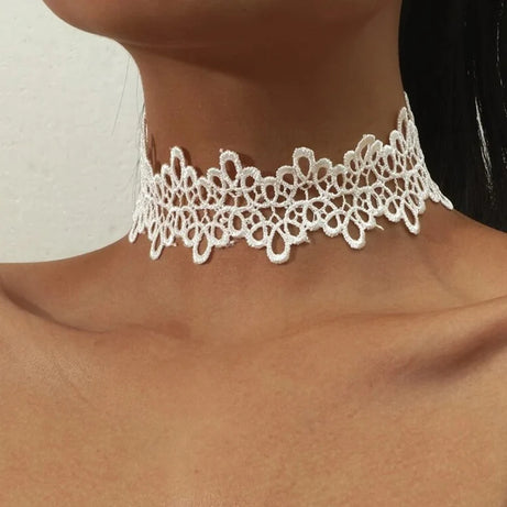 Lace Choker Pearl Tassel Necklace Jewelry