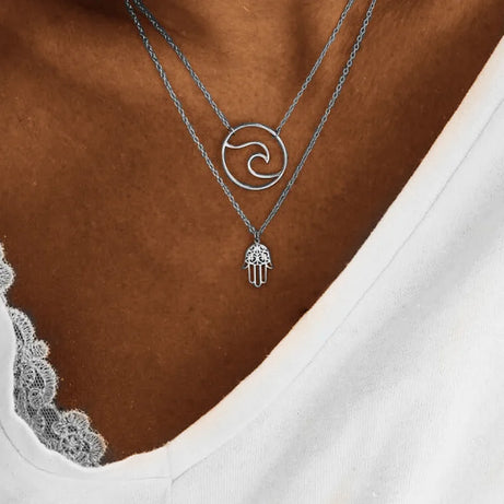Moon Cross Tree Star Layered Choker Necklace Jewelry
