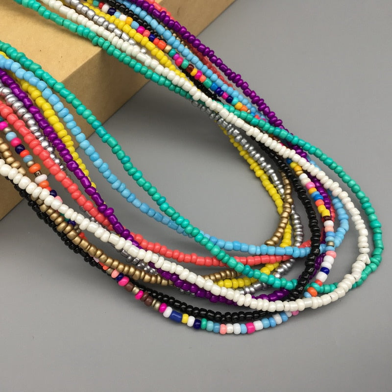 Simple Seed Beads Strand Necklace Women String Beaded Short women Necklace Jewelry 16 inches Chokers Necklace Gift - Charlie Dolly