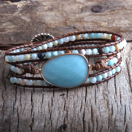 3-Strand Natural Stone Wrap Bracelet