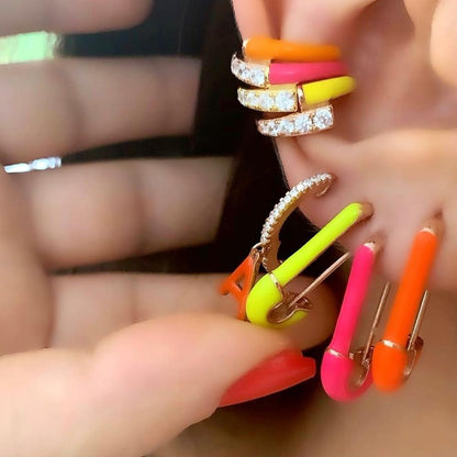 2020 summer hot selling no piercing Neon enamel ear cuff clip on earring Colorful fashion women jewelry