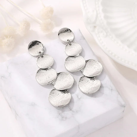 Irregular Disc Multilayer Long Drop Earrings Jewelry