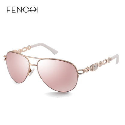 FENCHI Women Sunglasses DesignerTrendy Brand Vintage Pink Mirror Sun Glasses Ladies Cat Eye Eyewear Oculos Feminino De Sol