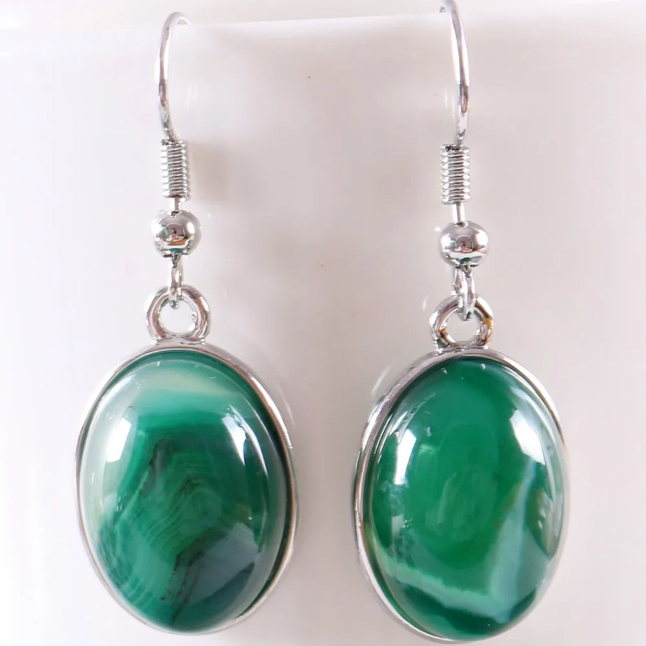 White Opal Lapis Cabochon Drop Earrings Jewelry
