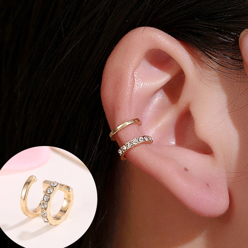 ZYZQ 1PC Punk Gold Metal Ear Cuff Ear Clip for Women No Pierced C Shape Geometric Small Earcuff Ear Wrap Earcuff Clips Jewelry - Charlie Dolly