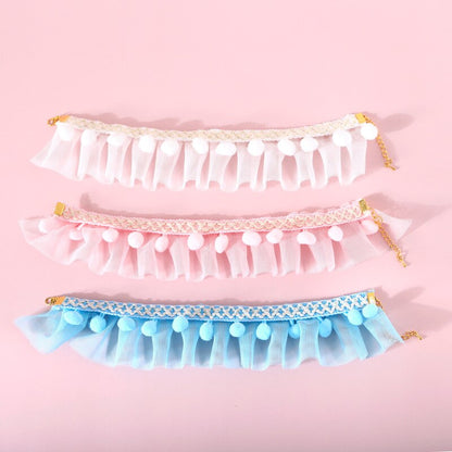 Pets Cat Collar Accessories Lovely Fancy Bib Plush Ball Puppy Pet Cat And Dog Products Cartoon Pink Adjustable Deworming