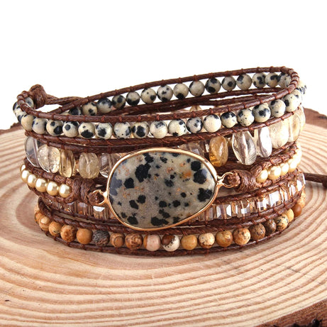 5-Strand Natural Stone Wrap Bracelet