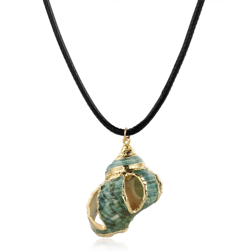 Hesiod Antique Gold Color Chain Summer Beach Jewlery Starfish Shell Pendant Necklace for Women - Charlie Dolly