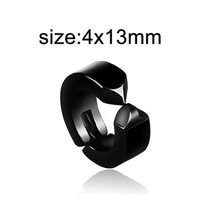 New Popular 1 piece Stainless Steel Painless Ear Clip Earrings For Men/Women Punk Black Non Piercing Fake Earrings Jewelry Gifts