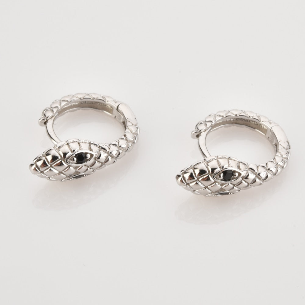 ANDYWEN 925 Sterling Silver Gold Snake Circle Huggies Hoops Women Fashion Luxury Jewelry 2020 Rock Punk Crystal Loops Piercing - Charlie Dolly