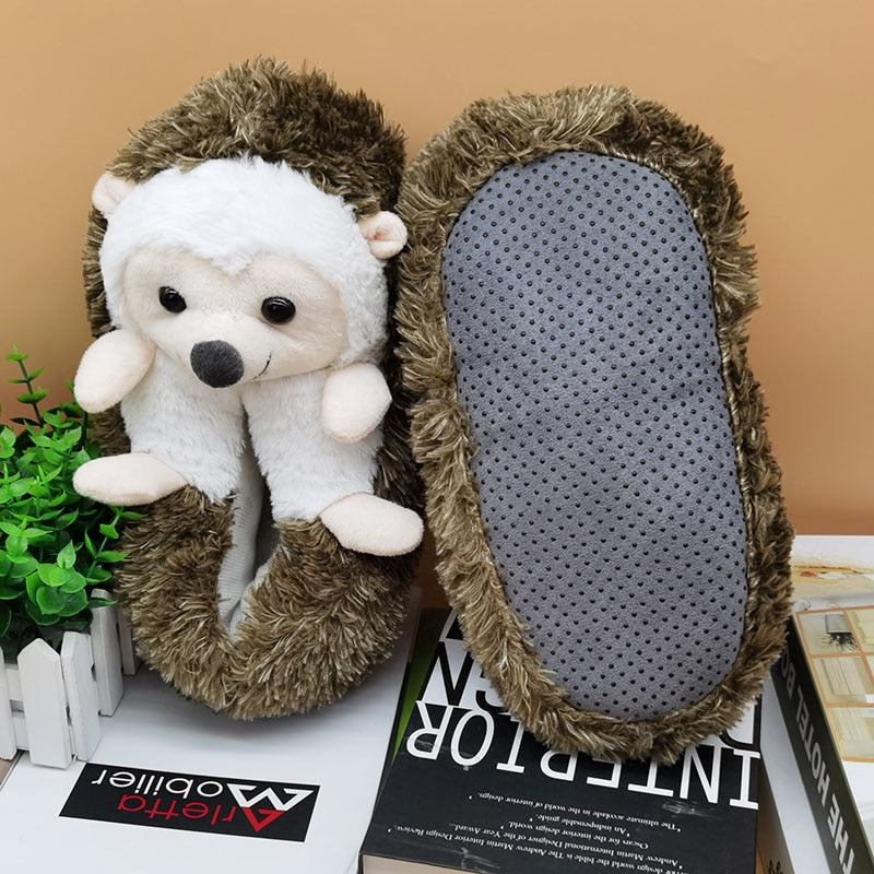 hedgehog Indoor Slippers Special offer custom a warm winter lovers home slippers thick hard bottom shoes on floor lovers shoes - Charlie Dolly