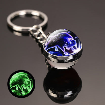 key chain accessories cute Fantasy Luminous 12 Constellation key ring Car Pendant Time Stone Glass Ball Keychain Accessories