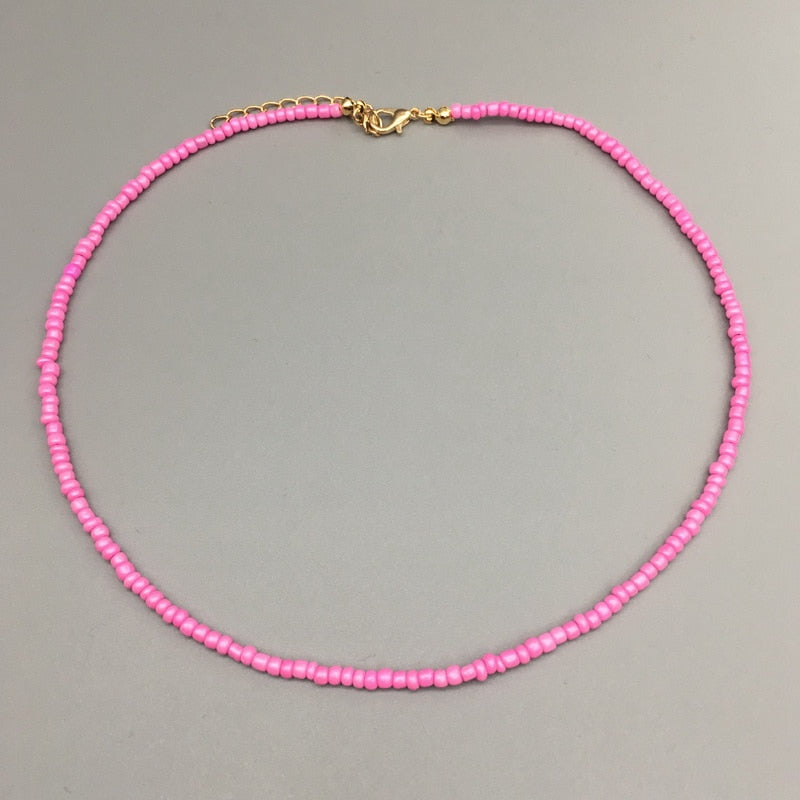 Simple Seed Beads Strand Necklace Women String Beaded Short women Necklace Jewelry 16 inches Chokers Necklace Gift - Charlie Dolly