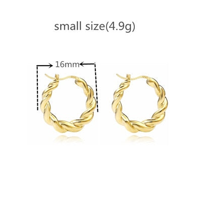 Slovecabin 925 Sterling Silver Luxury Hoop Piercing Boucle Doreille Femme Gold Round Circle Fashion Earrings for Women Jewerly - Charlie Dolly