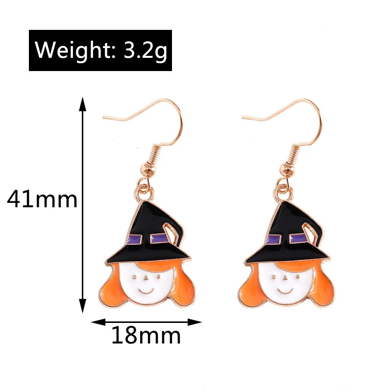 Aihua Fashion Halloween Earrings Enamel Ghost Pumpkin Skeleton Mummy Bat Drop Earrings For Women Halloween Night Party Jewelry - Charlie Dolly